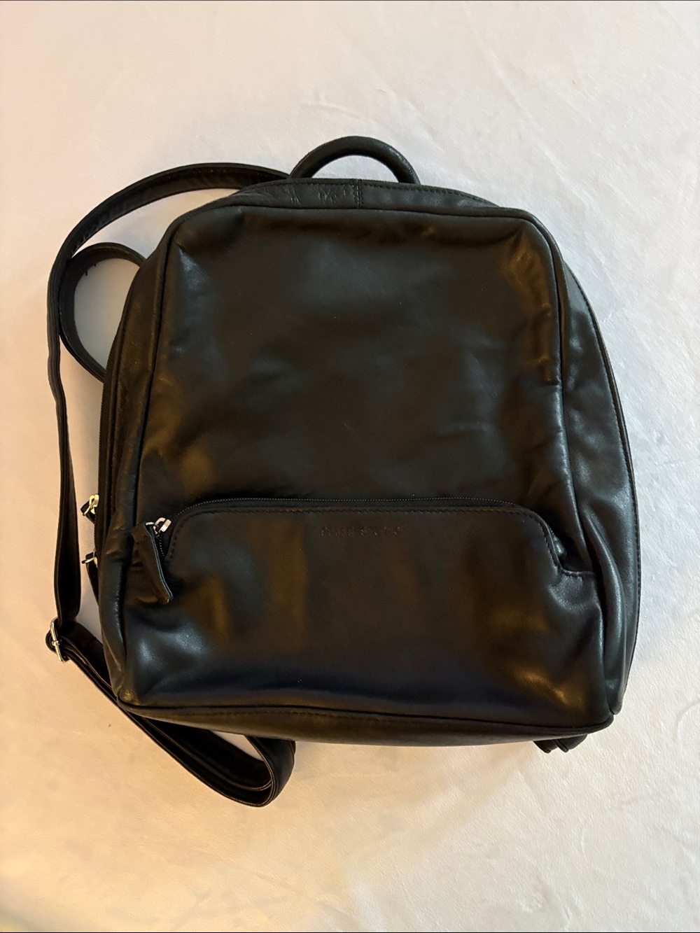 Black Leather Mini Backpack - Sleek Everyday Carry